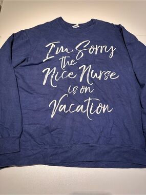 Port and Company Navy Crewneck Sweatshirt with White Script